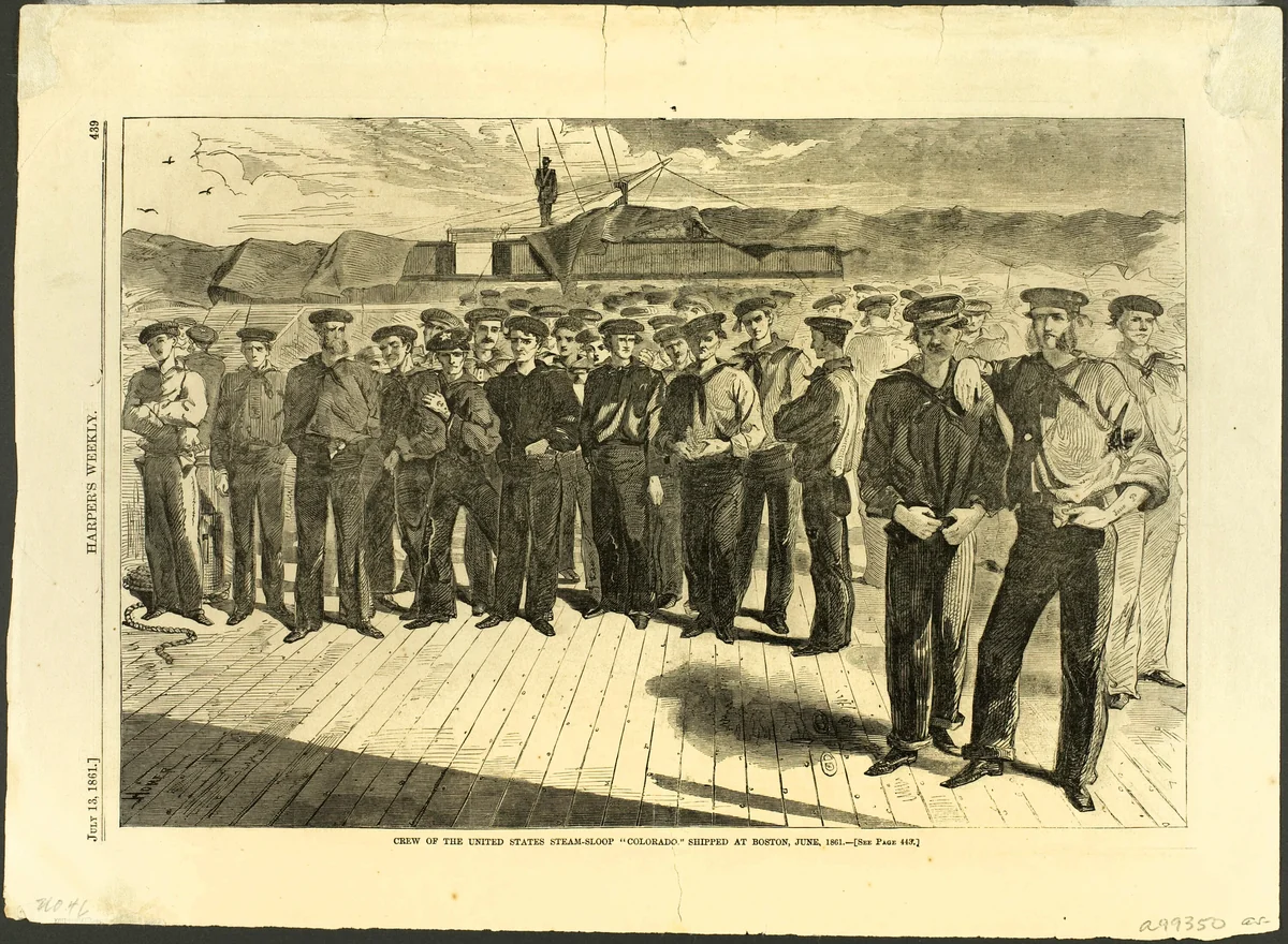 Crew of the United States Steam Sloop "Colorado" Shipped at Boston, June, 1861 by Winslow Homer, print, 1861