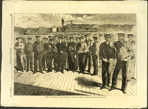 Crew of the United States Steam Sloop "Colorado" Shipped at Boston, June, 1861 by Winslow Homer, print, 1861