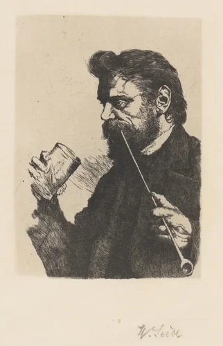 Portrait of the Painter Sperl by Wilhelm Leibl, print, 1875-1877