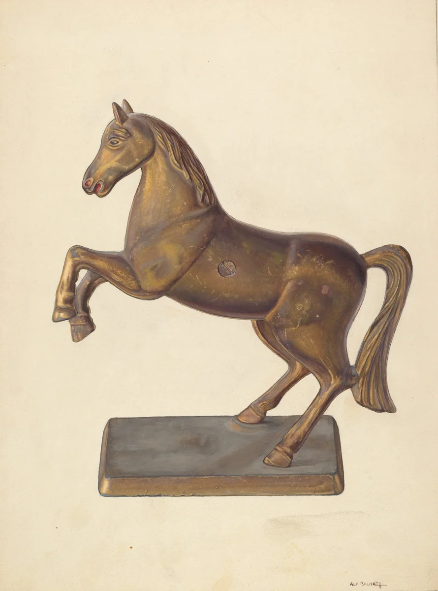 Rearing Horse Bank by Alf Bruseth, index of american design, 1938