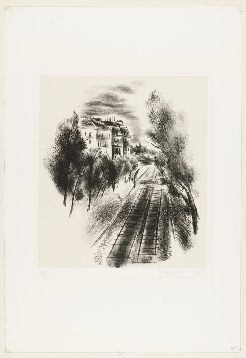 Railroad by Yasuo Kuniyoshi, print, 1928
