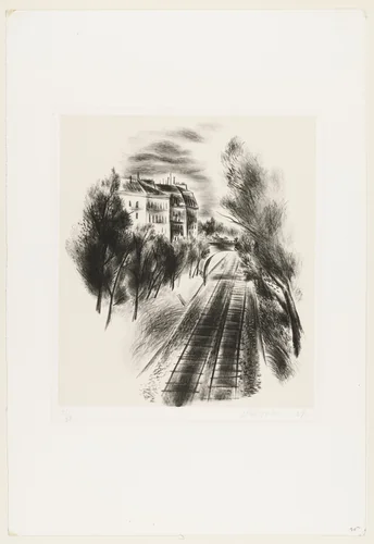 Railroad by Yasuo Kuniyoshi, print, 1928