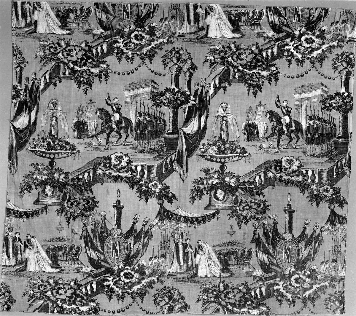 Marriage of Eugenie and Napoleon III (Furnishing Fabric) by France, Alsace, textile, 1853-1855