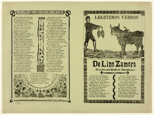 True Verses about Lino Zamora by José Guadalupe Posada or Manuel Manilla, print, 1882-1911