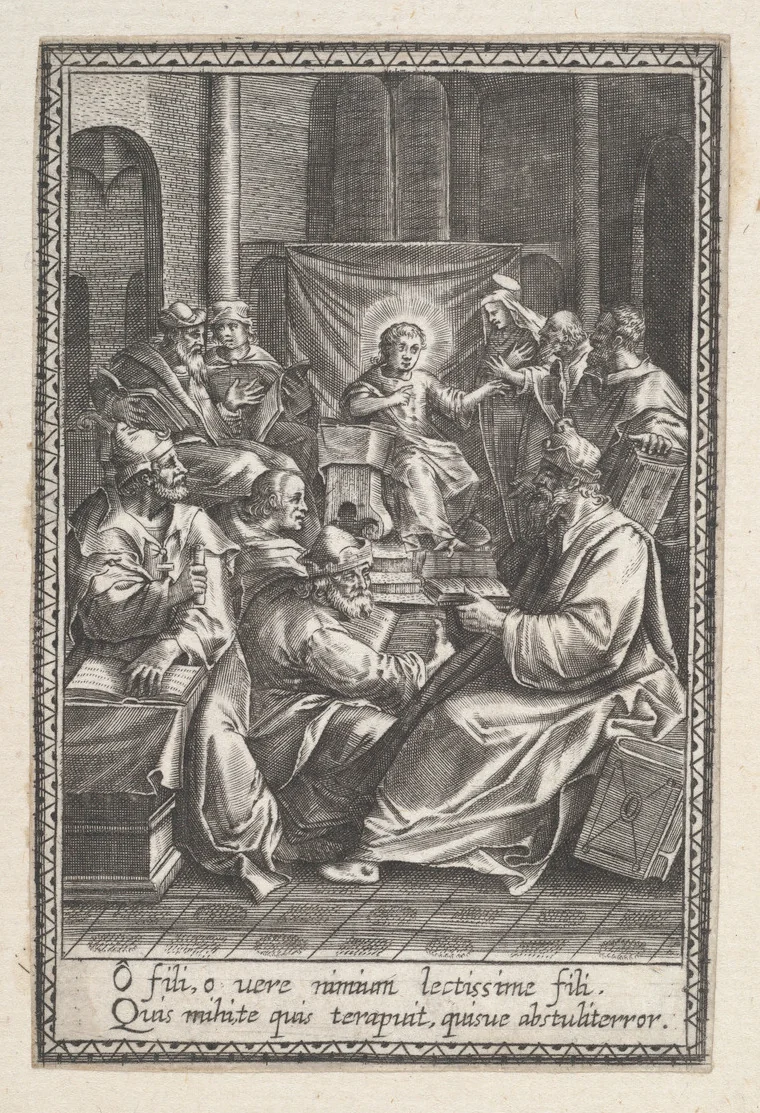 Christ Among the Doctors by anonymous, print, 1590-1625
