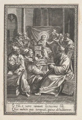 Christ Among the Doctors by anonymous, print, 1590-1625