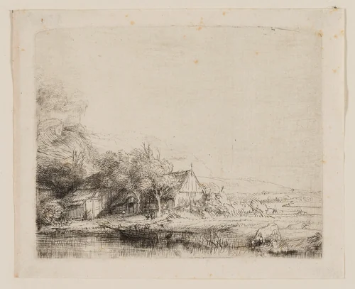 Landscape with a Cow Drinking by Rembrandt van Rijn, print, 1645-1655