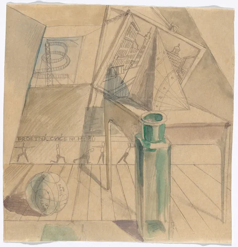 Untitled (Men’s Floor Exercises [Prostná cvičení mužů]) by Raoul Hausmann, drawing, 1920