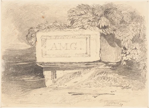 Ruined Tomb Inscribed "A.M.G." by John Sell Cotman, drawing, 1782-1842
