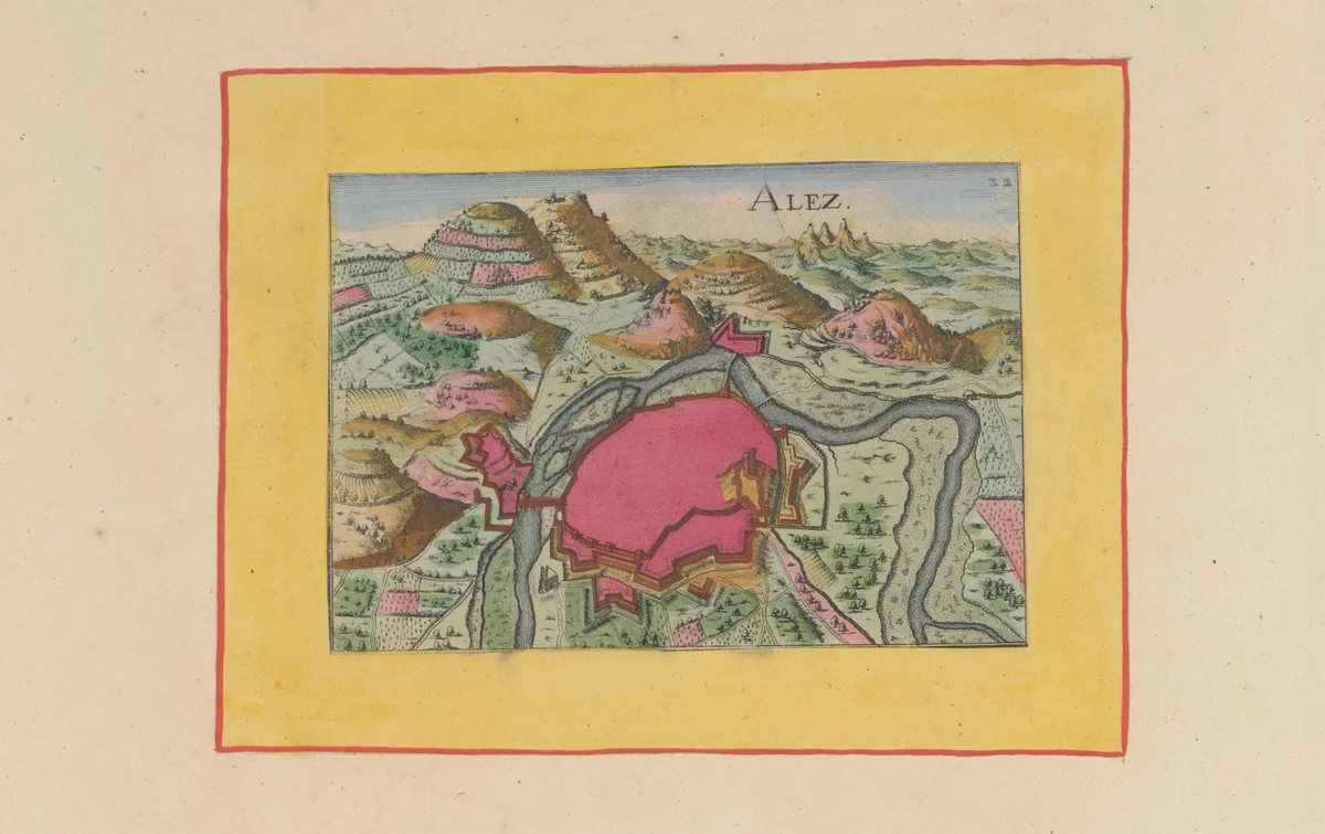 Gezicht op Alès by anonymous, book, 1638