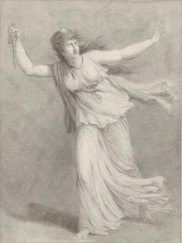 Toneelspeelster Sarah Siddons in de rol van Euphrasia by William Hamilton, drawing, 1761-1801