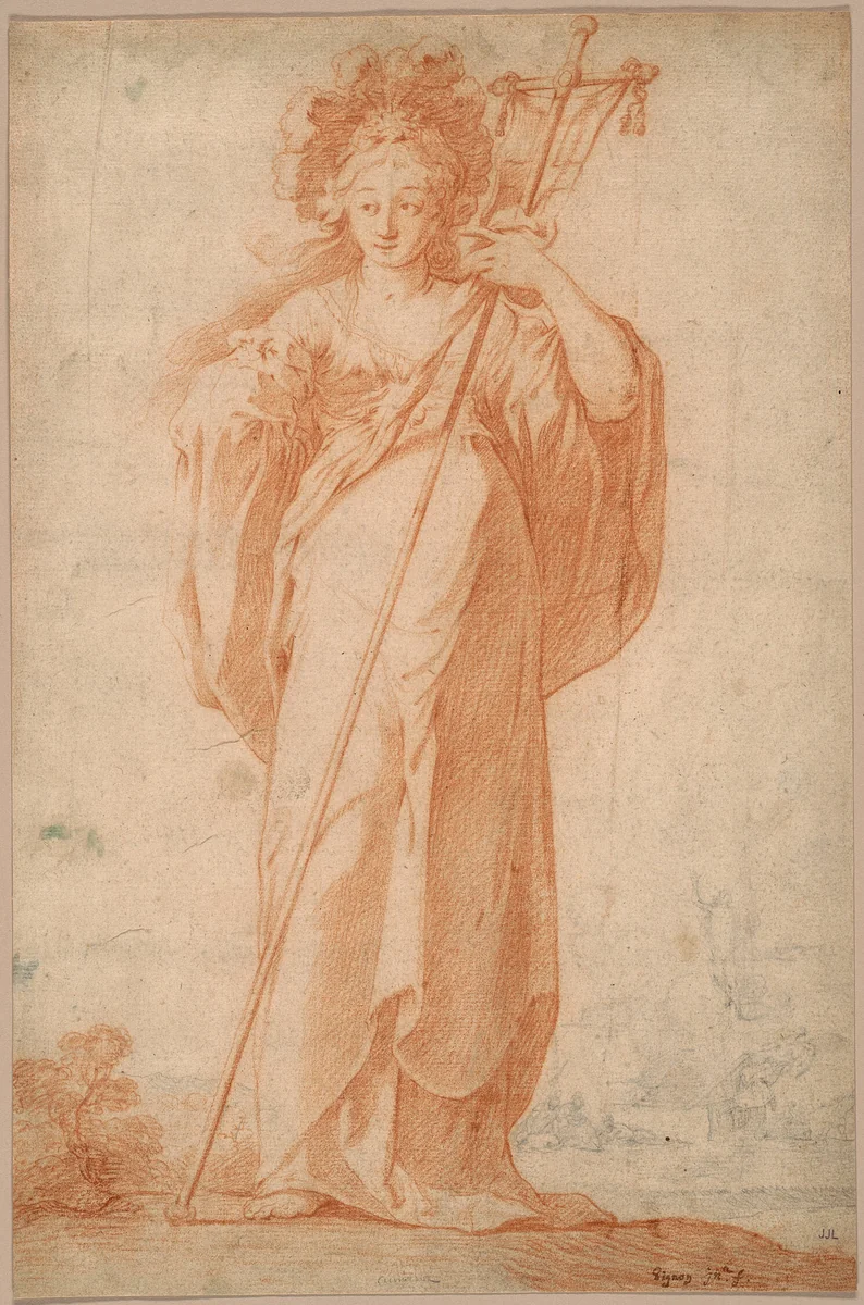The Cumean Sibyl by Claude Vignon, drawing, 1625-1635