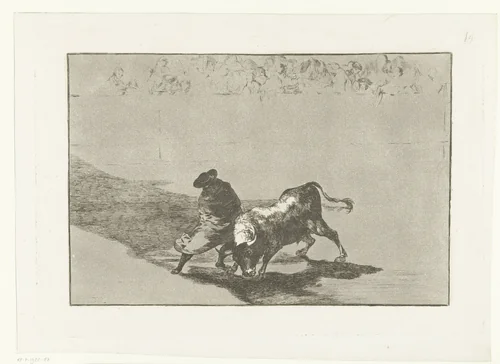 Stierenvechter in een arena by Francisco de Goya, print, 1811-1816