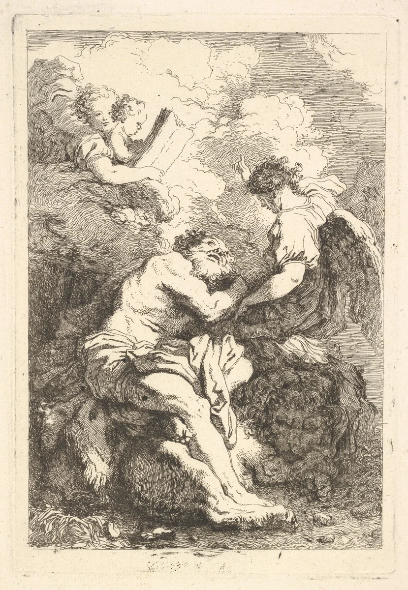 The Vision of Saint Jerome by Jean Honoré Fragonard, print, 1761-1765