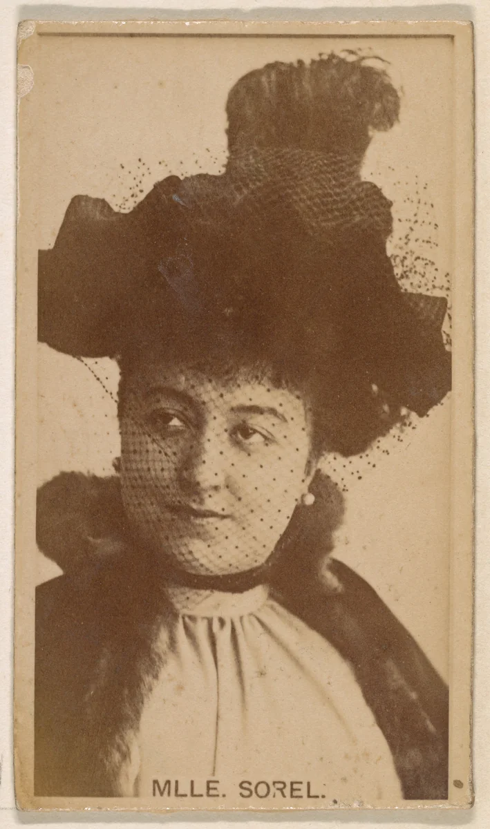 Mlle. Sorel, from the Actresses series (N245) issued by Kinney Brothers to promote Sweet Caporal Cigarettes by Kinney Brothers Tobacco Company, photograph, 1890