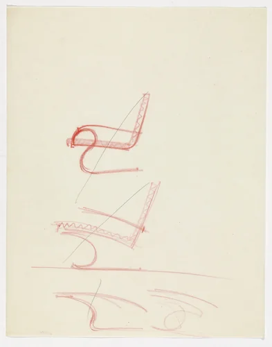 Lounge Chair with Arms (Two elevation sketches, two detail sketches) by Ludwig Mies van der Rohe, mies van der rohe archive, 1926