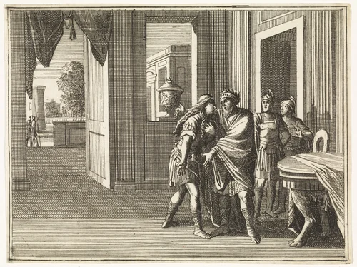 David omhelst Absalom by Caspar Luyken, print, 1712
