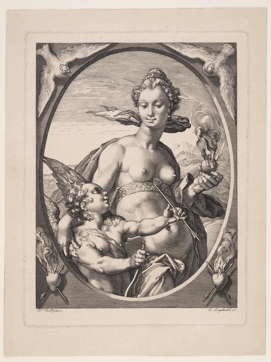 Venus and Amor, from Three Pagan Gods or Goddesses by Gustav Leybold, print, 1820