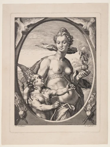 Venus and Amor, from Three Pagan Gods or Goddesses by Gustav Leybold, print, 1820