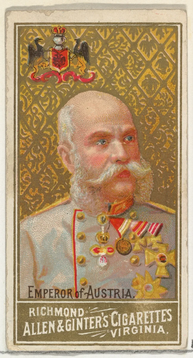 Emperor of Austria, from World's Sovereigns series (N34) for Allen & Ginter Cigarettes by Allen & Ginter, print, 1889