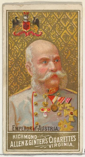 Emperor of Austria, from World's Sovereigns series (N34) for Allen & Ginter Cigarettes by Allen & Ginter, print, 1889