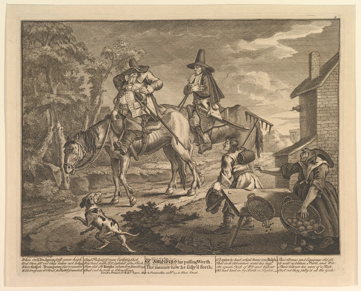 Sr. Hudibras, His Passing Worth, The Manner How He Sally'd Forth" (Twelve Large Illustrations for Samuel Butler's Hudibras, Plate 2) by William Hogarth, print, 1725-1768