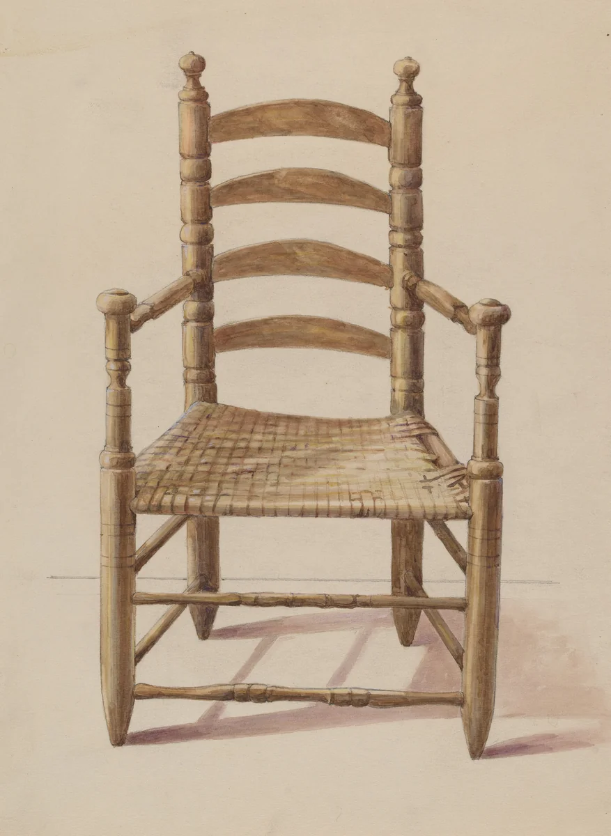 Ladder Back Chair by American 20th Century, index of american design, 1935-1942