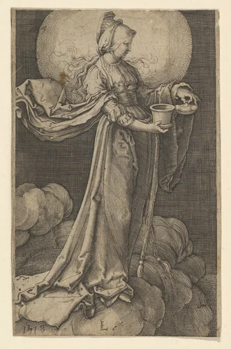 St. Mary Magdalene in the Clouds (copy) by Lucas van Leyden, print, 1489-1957
