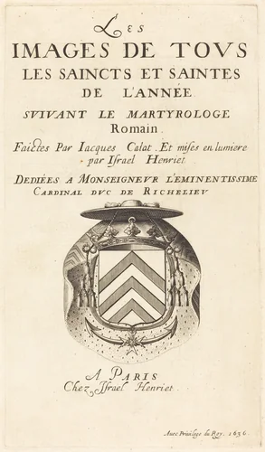 Title Page for Callot's "The Calendar of Saints" by Abraham Bosse, print, 1636