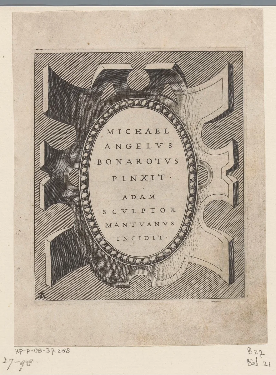 Titelprent met cartouche by Unknown, print, 1585