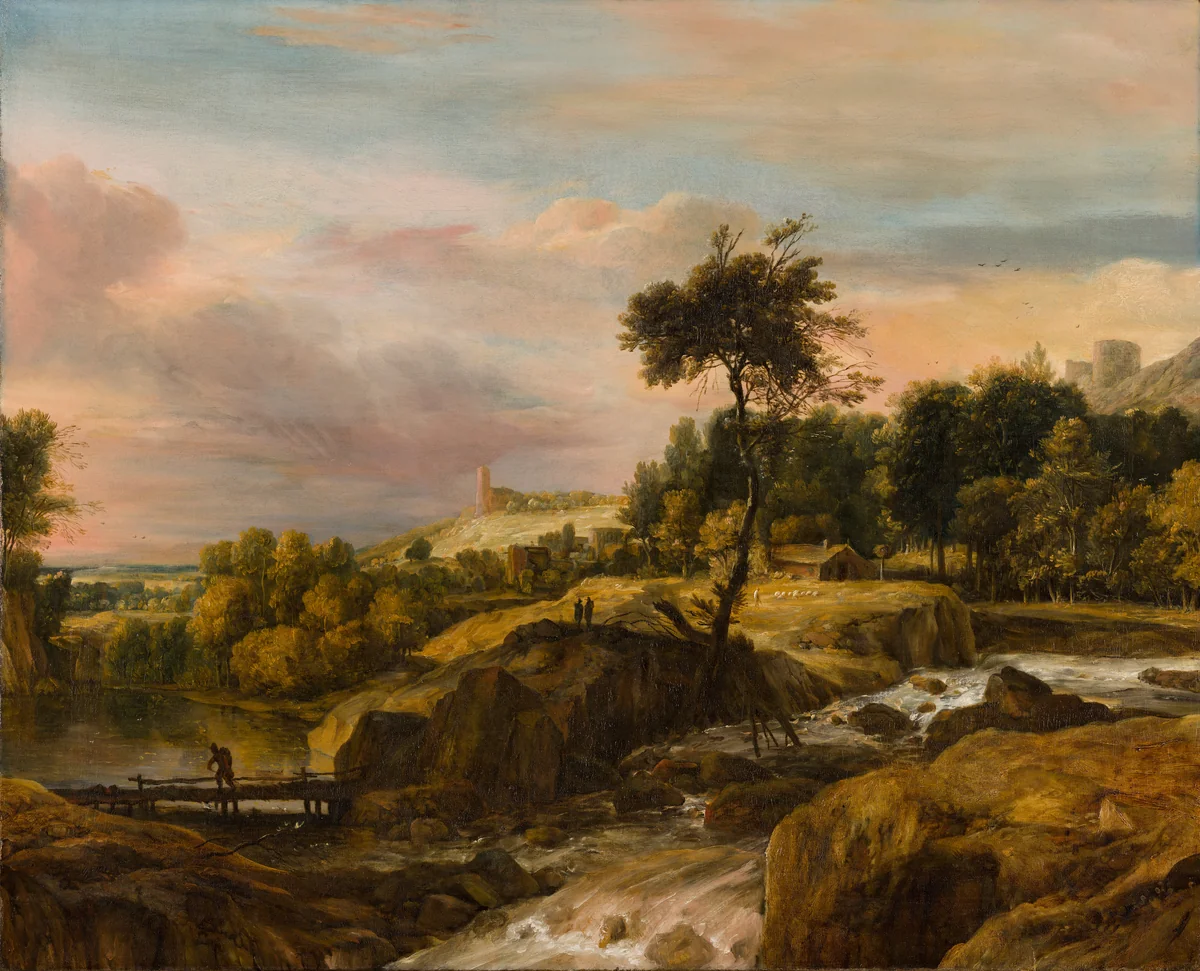 Mountainous Landscape with Waterfall by Roelant Roghman, painting, 1660