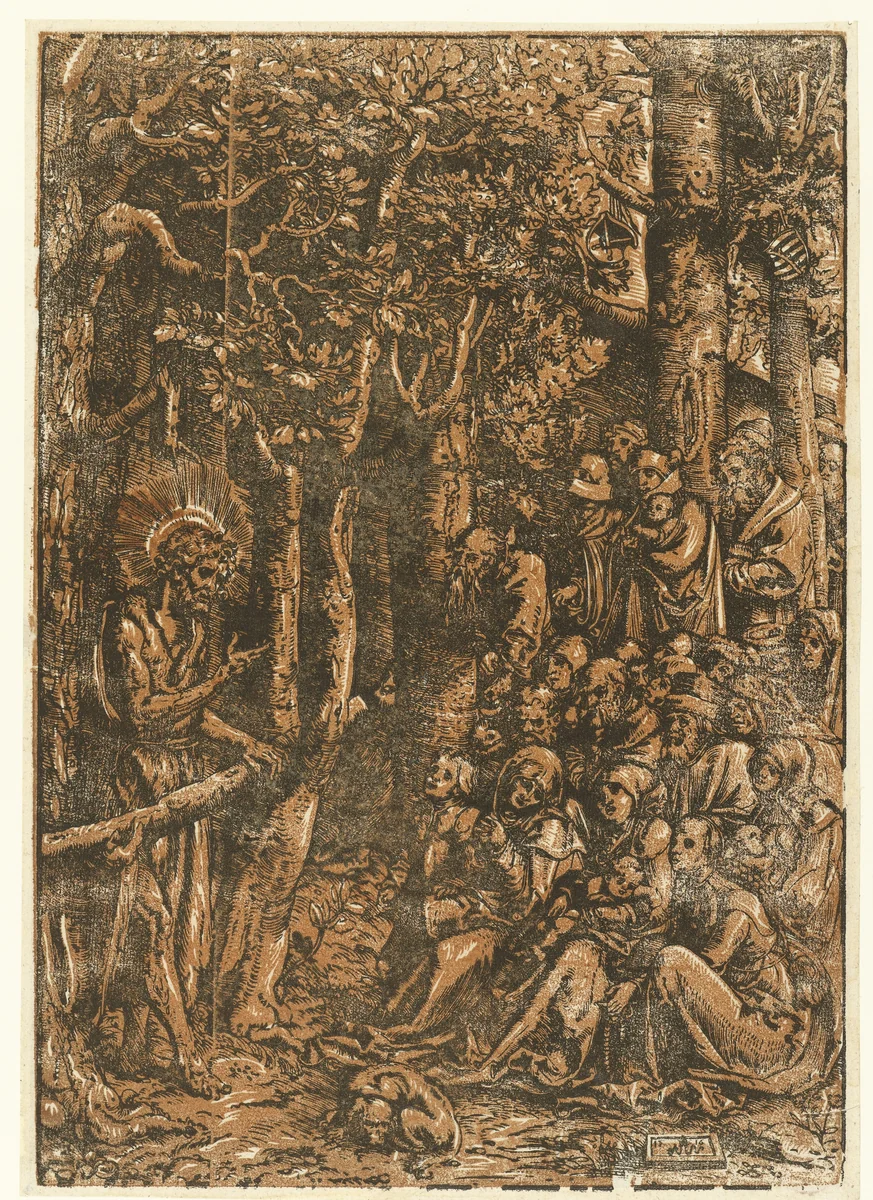 Johannes de Doper predikt tot de mensen by Lucas Cranach, print, 1516