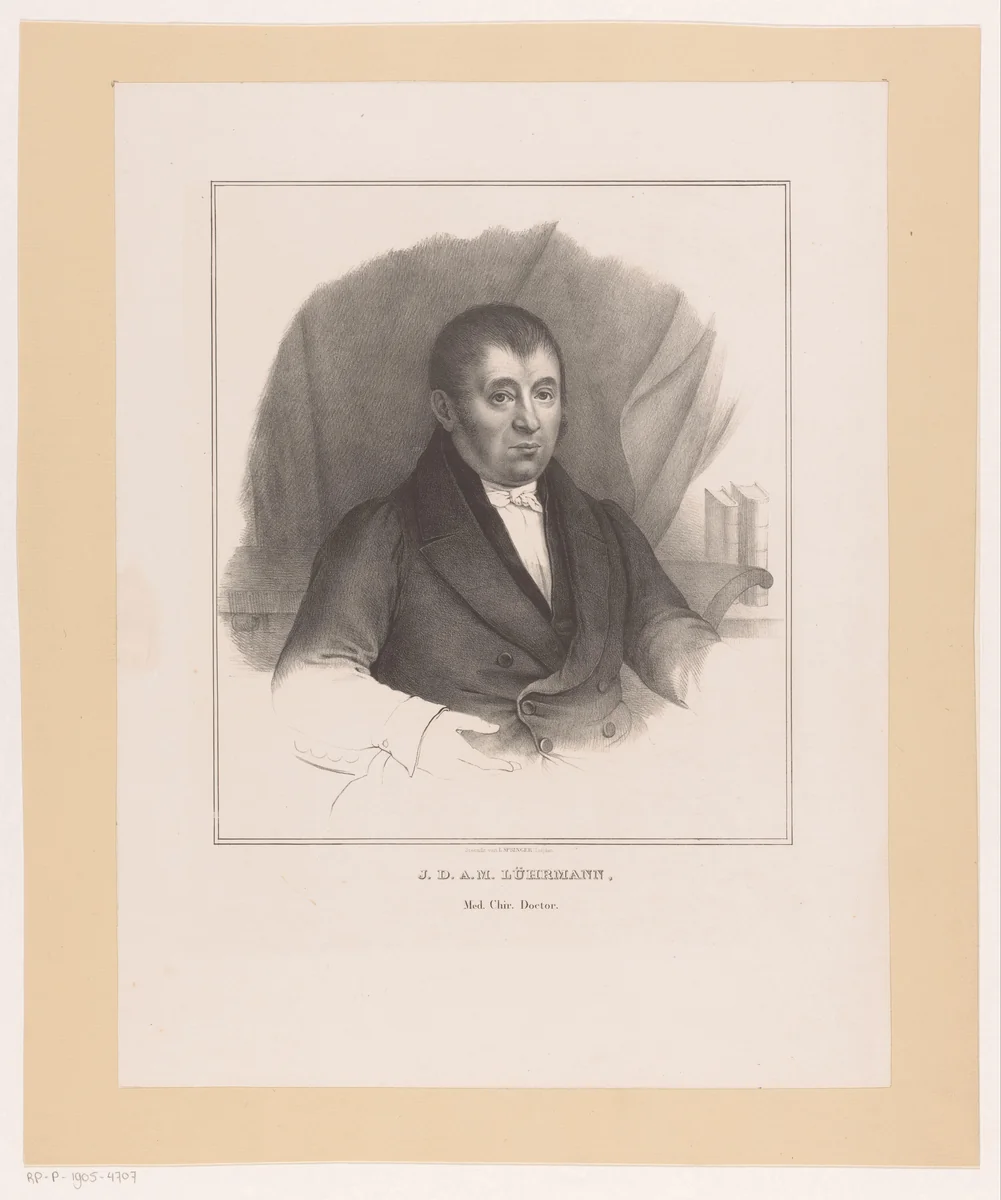 Portret van J.D.A.M. Lührmann by anonymous, print, 1809-1871