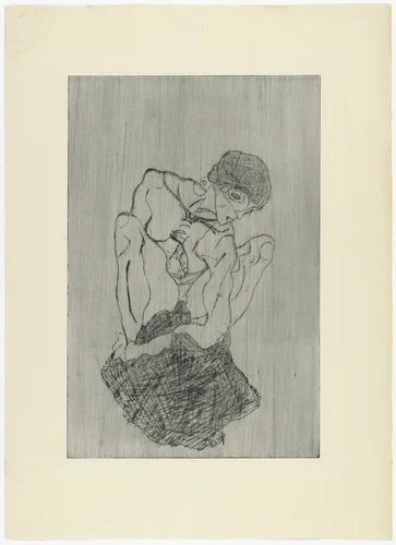 Sorrow (Kümmernis) from The Graphic Work of Egon Schiele (Das Graphische Werk von Egon Schiele) by Egon Schiele, print, 1914