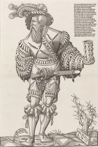 Landsknecht met een glas by Unknown, print, 1547
