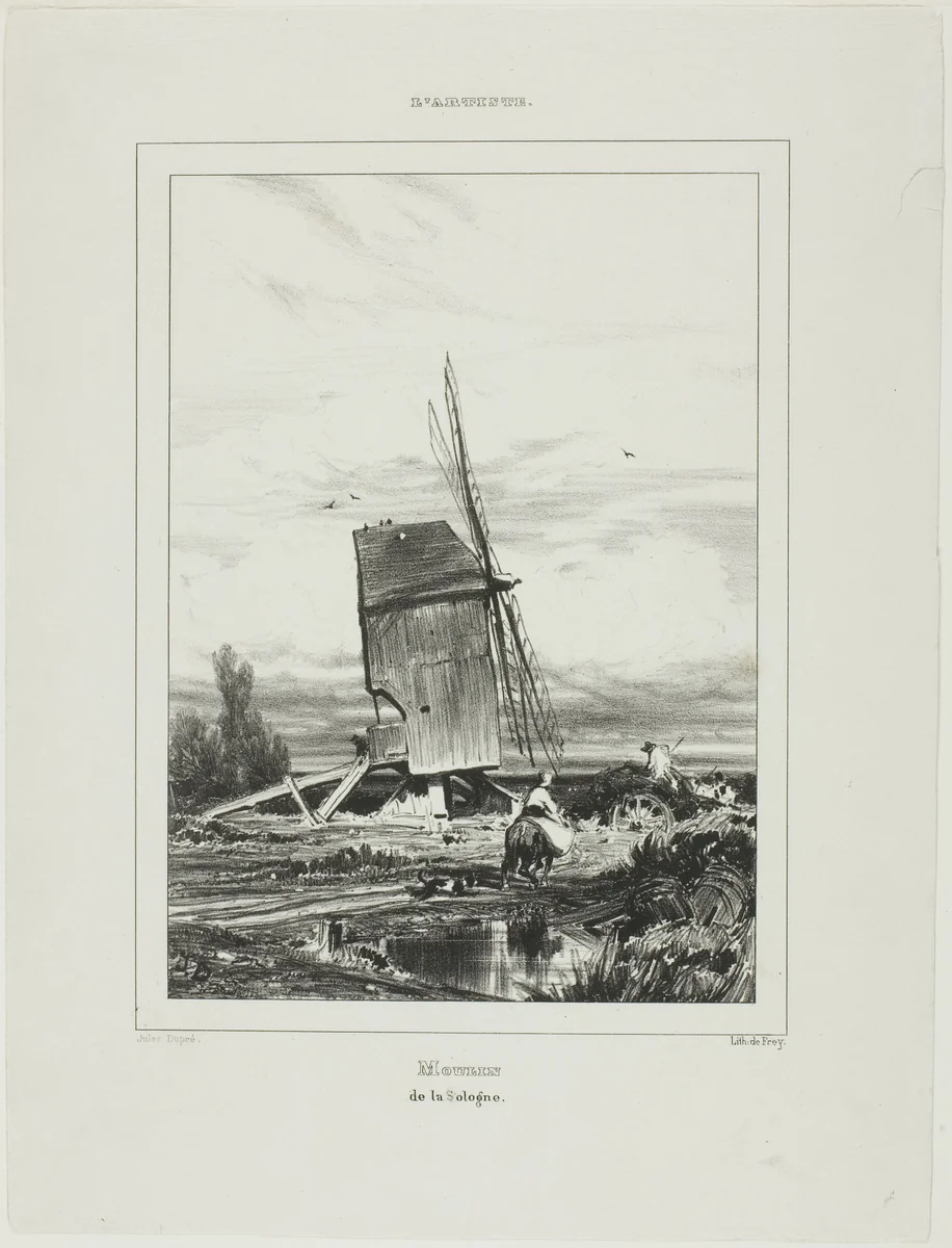 Windmill of Sologne by Jules Dupré, print, 1835