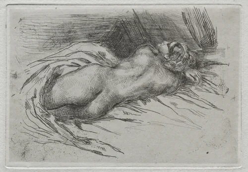 Study of a Woman Seen from the Back by Eugène Delacroix, print, 1833