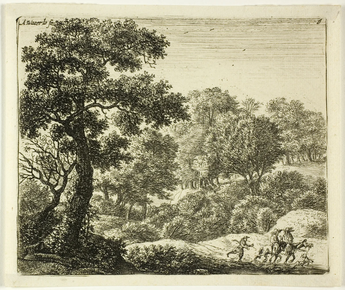 The Two Horsemen by Anthonie Waterloo, print, 1630-1690