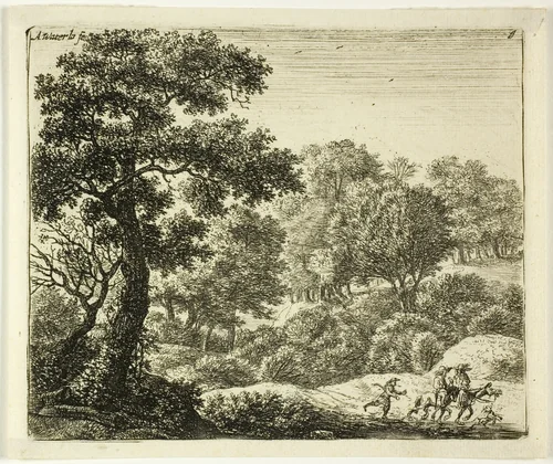 The Two Horsemen by Anthonie Waterloo, print, 1630-1690