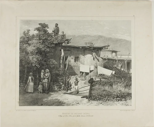 Tartar Peasants' Homes in the Village of Déré-Koui, near Yalta, Crimea, August 31, 1837 by Denis Auguste Marie Raffet, print, 1841
