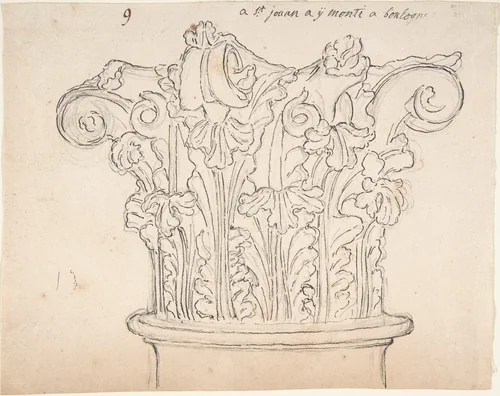 Capital with Acanthus Leaves by anonymous, drawing, 1700-1799