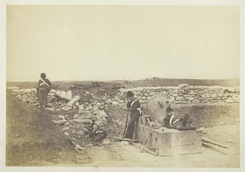 A Quiet Day in the Mortar Battery by Roger Fenton, photograph, 1855