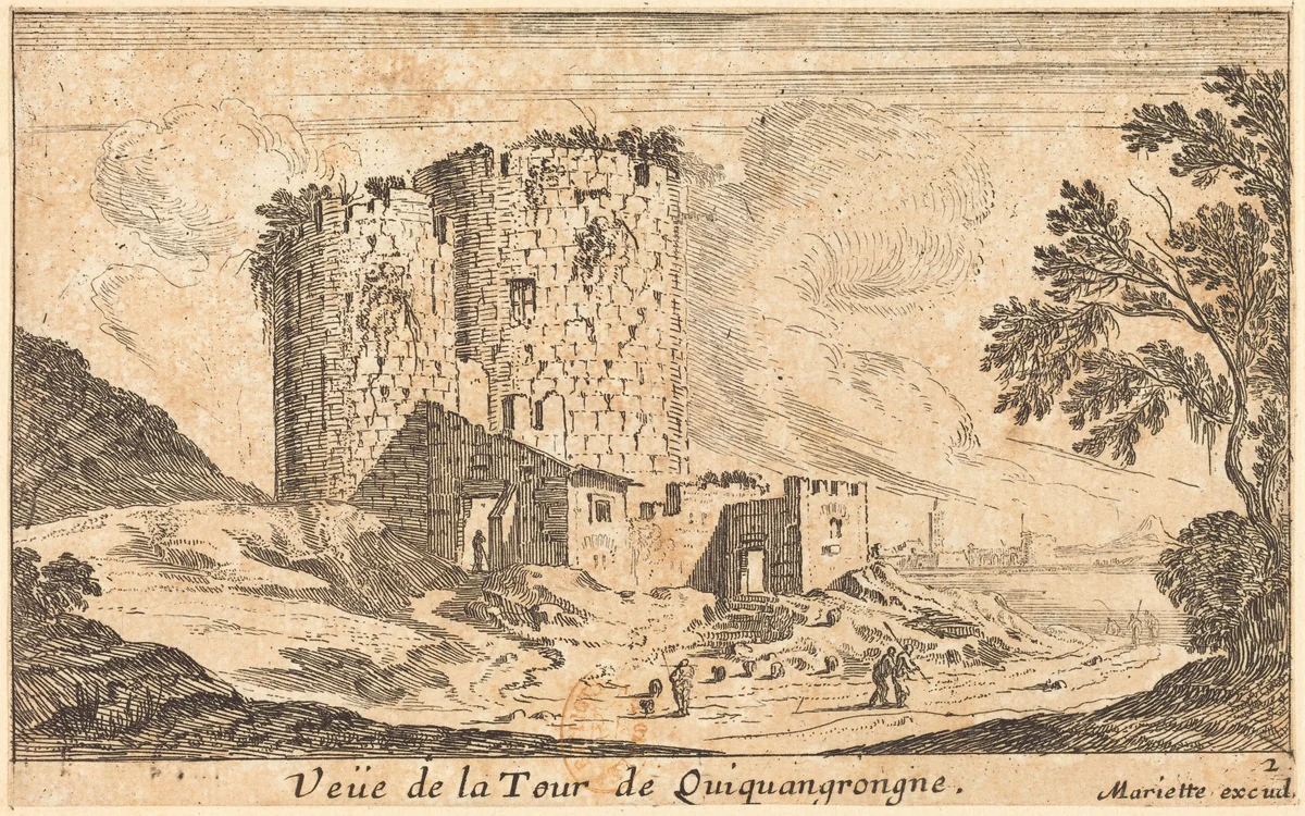 Veue de la Tour de Quinquangrongne by Israël Silvestre, print, 1621-1691