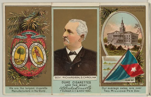 Governor Richardson, South Carolina, from "Governors, Arms, Etc." series (N133-2), issued by Duke Sons & Co. by W. Duke, Sons & Co., print, 1885-1892