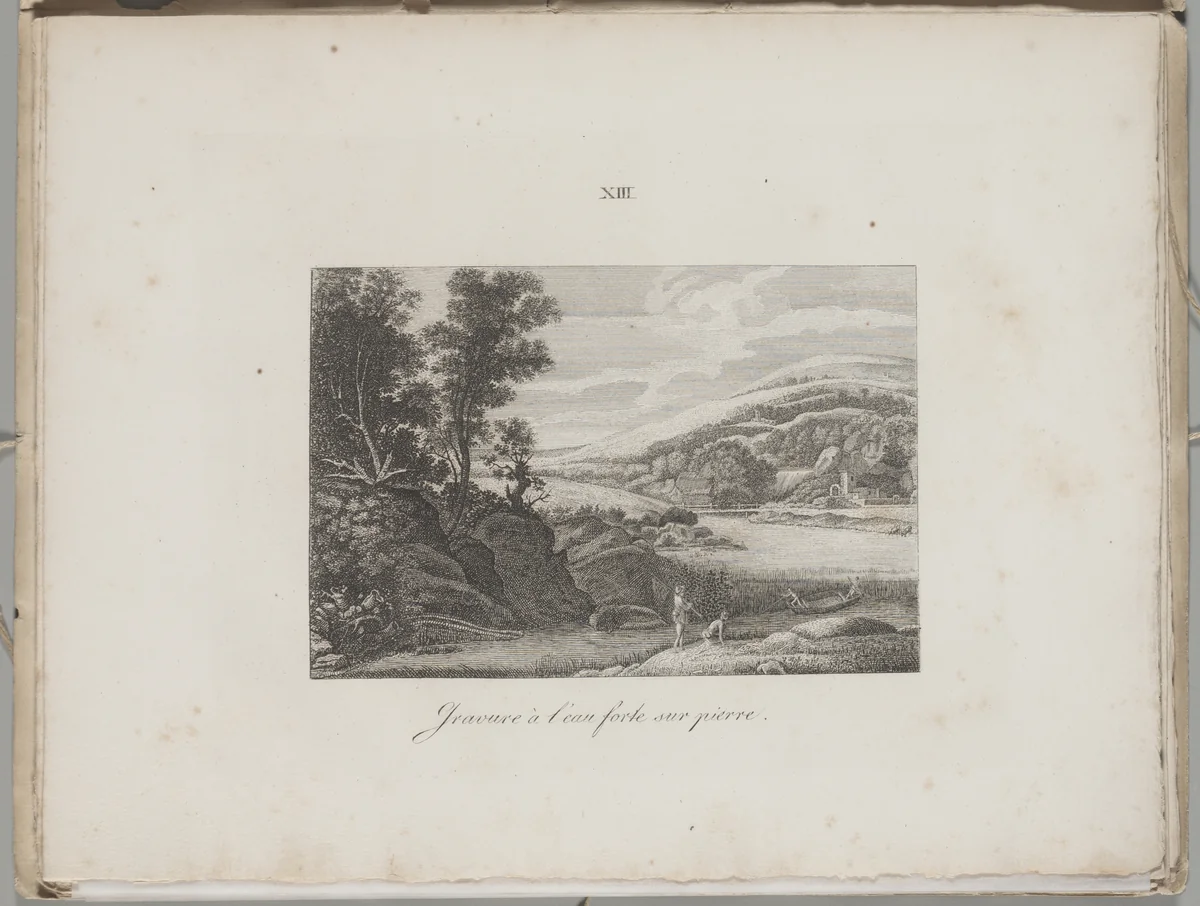 Art of the Lithograph: River Landscape, Plate XIII by Alois Senefelder, other, 1819