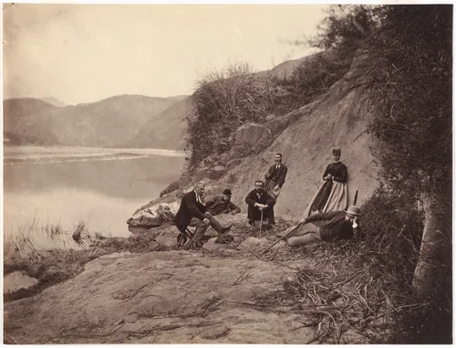 [Group Portrait near Fangguangyan Monastery, Fujian] by Lai Afong, photograph, 1869