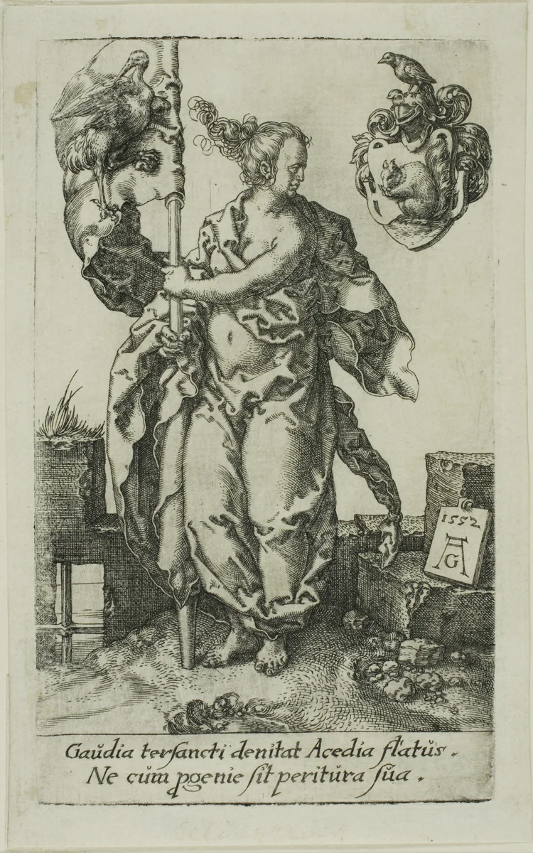 Diligence, from the Virtues by Heinrich Aldegrever, print, 1552