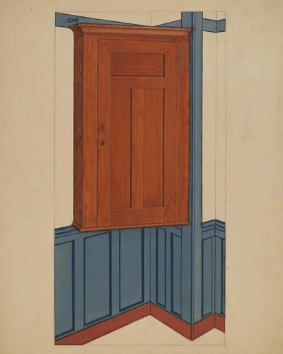 Shaker Small Corner Cupboard by Lon Cronk, index of american design, 1937