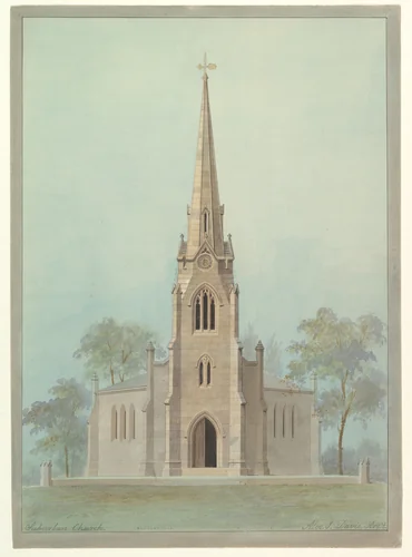 Church of the Holy Apostles, New York City by Alexander Jackson Davis, drawing, 1845