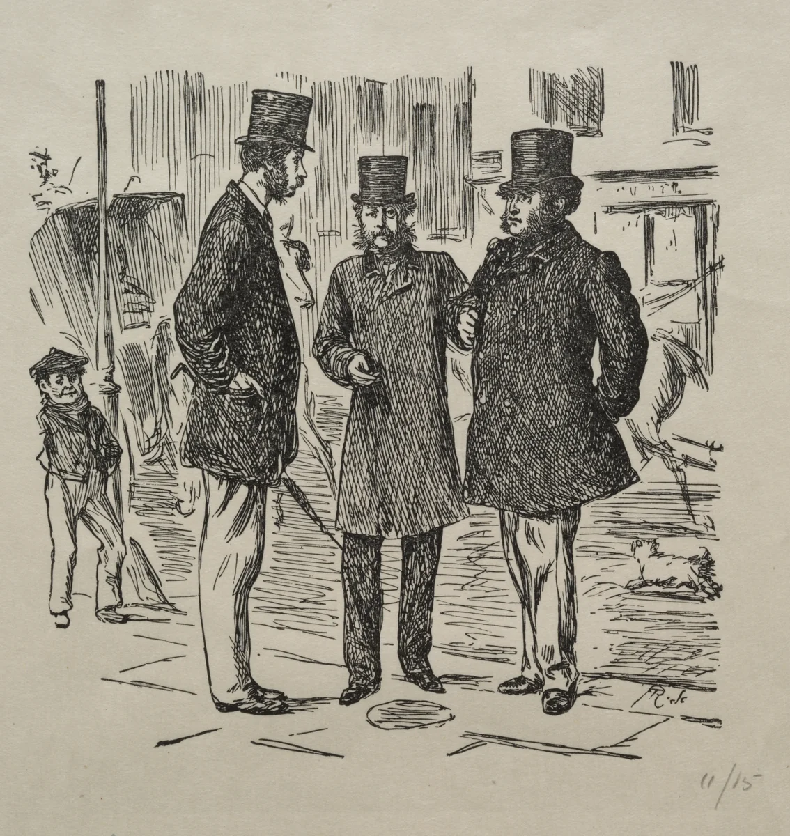 The Little Moment before the Introduction by George Du Maurier, print, 1865
